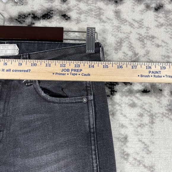 Free People Jeans Womens Size 27 Black Distressed Destroyed Flare Stretch - Picture 5 of 14